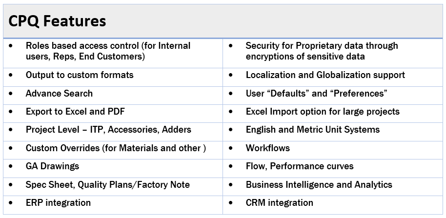 CPQ Features